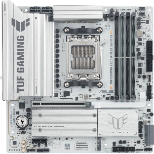 Материнская плата Asus TUF GAMING B850M-PLUS WIFI7 W, AM5, AMD B850, 4xDDR5, 4xSATA, 3xM.2, 1xPCIe 5.0 x16, 1xPCIe 3.0 x1, 1xDP, 1xHDMI, 1x2.5Gb LAN, Wi-Fi 7, Bluetooth 5.4, 1xUSB-C 20Gbps, 3xUSB-A 10Gbps, 4xUSB-A 5Gbps, 4xUSB-A 2.0, 5x3.5 мм, 7.1, mATX