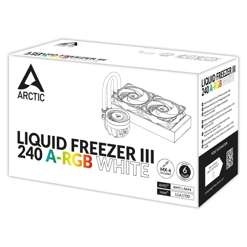 Жидкостная система охлаждения Arctic Liquid Freezer III 240 A-RGb белый, 120 мм, алюминий, 2800 об/мин, 25 дБ, 4 pin, 250 Вт