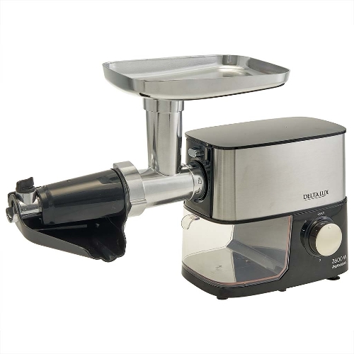 Мясорубка электрическая DELTA LUX DE-602MS черный, 3600 Вт, 2.5 кг/мин, реверс, защита от перегрузки, насадки - 6