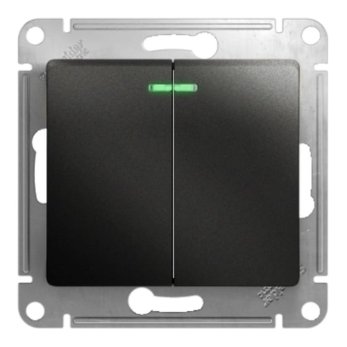 Механизм выключателя 2-кл. СП Glossa 10А IP20 10AX с подсветкой антрацит SchE GSL000753