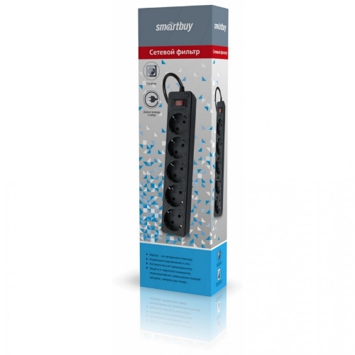 Сетевой фильтр Smartbuy (SBSP-30-K) - 5 роз х 3 м - черный