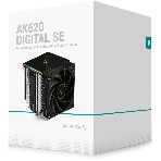 Кулер для процессора DEEPCOOL AK620 DIGITAL SE LGA20XX/1700/1200/115X/AM5/AM4 (9шт/кор, TDP 260W, PWM, DUAL Fan 120мм, 6 тепл. трубок, ARGb, черный) RET (R-AK620-BKADMN-GJD)