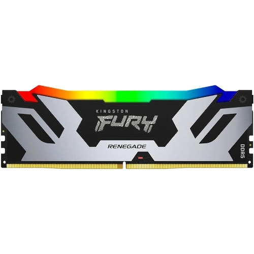 Оперативная память Kingston Fury Renegade, DDR5, 48Gb (1x48GB), 6400MHz, CL32, DIMM, с радиатором, RGB, серебристый/черный