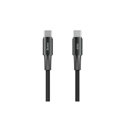 Кабель OLMIO MASTER, Type-C - Type-C, 60W 3A, 1.2м, тканевая оплетка, черный