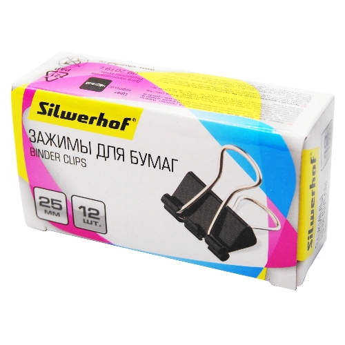 Зажимы Silwerhof 510015 сталь 25мм черный (упаковка: 12 шт) картонная коробка