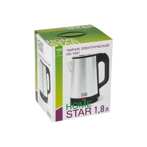Чайник электрический Homestar HS-1041 1.8 л, 1500 Вт, нержавейка, стальной/черный