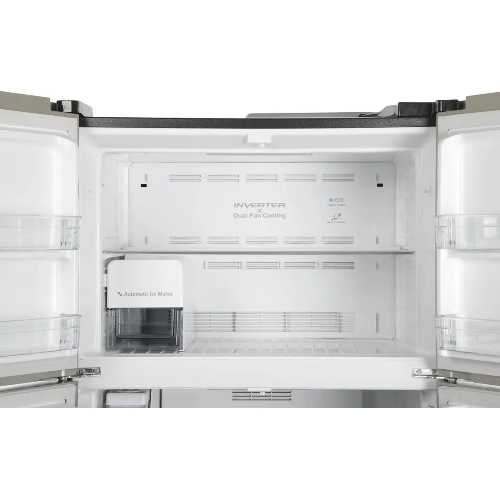 Холодильник Hitachi R-W660PUC7X GC шампань стекло двухкамерный 396/144л морозилка сверху, No Frost, Side by Side