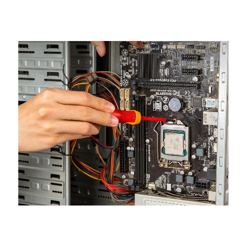Диэлектрическая крестовая отвертка Deli DL513060 PH0х60 мм сталь Cr-V, сертификат VDE для работ под напряжением до 1000 В