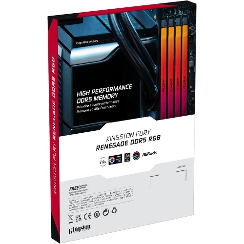 Оперативная память Kingston Fury Renegade, DDR5, 48Gb (1x48GB), 6400MHz, CL32, DIMM, с радиатором, RGB, серебристый/черный