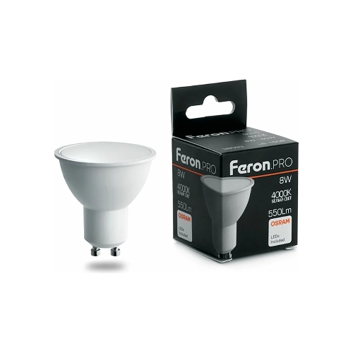 Лампа светодиодная Feron PRO LB-1608 8Вт 230В GU10 белый