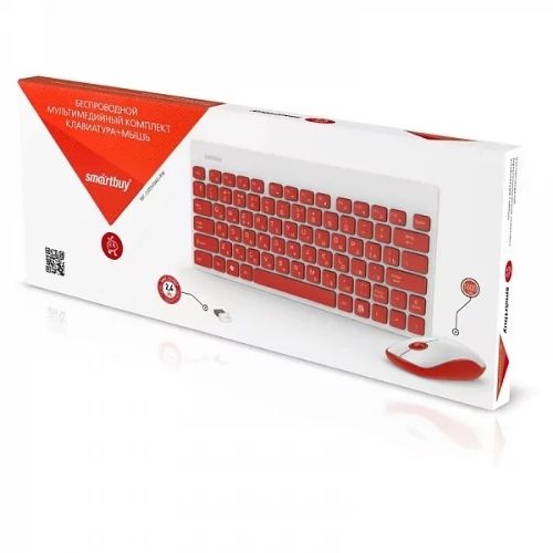 Комплект клавиатура+мышь Smartbuy 220349AG беспроводной, USB, 1600 DPI, белый/красный