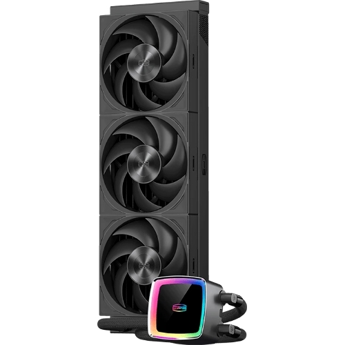 Система охлаждения Water Cooling System PCCooler DE360 MAX BK (300W, 360мм, Black, ARGB Pump, Fans: 3x120мм, 66CFM, 34.3dBA, 2200RPM/Pump height 54мм, 15dBA, 2600RPM, Rad thickness 27мм/S: 1851, 1700, 1200, 115X, AM5, AM4, AM3)