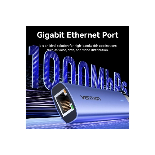 Сетевой адаптер Vention USB 3.0 M/Gigabit Ethernet RJ45+OTG хаб 3xUSB Синий - 0.15м.