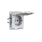 Розетка 1-местная IEK BRITE РСбш10-3-БрА (BR-R16-16-K47) с заземлением, с защитными шторками и крышкой, 16А IP20, алюминий