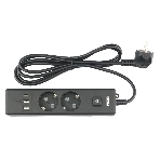 Бытовой удлинитель PowerCube, 2 р с/з вык.,3USB, 3500 Вт, 16А, 1.9 м, 3x1,0 черный PC-5B-2M