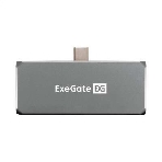 USB-концентратор 5-в-1 ExeGate DUB-31C/PD/HA (кабель-адаптер USB Type-C --> 1xUSB3.0 + Type-C DATA (480Mb/s) + PD 100W + HDMI 4K@30Hz + Audio, Plug&Play, подходит для iPad Pro и мобильных телефонов, серый)