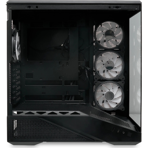 Компьютерный корпус без блока питания HSPD F711-TGbK-ARGB, Panoramic Full Tower, черный, TG, 0.7 SPCC, 4x120мм ARGB ATX, mATX, mITX 190/420/280мм 2x2.5