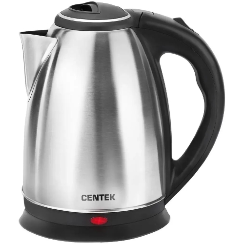 Чайник электрический Centek CT-0035 матовый, металл, 1,5 л, 2000 W, хромированная вставка на крышке