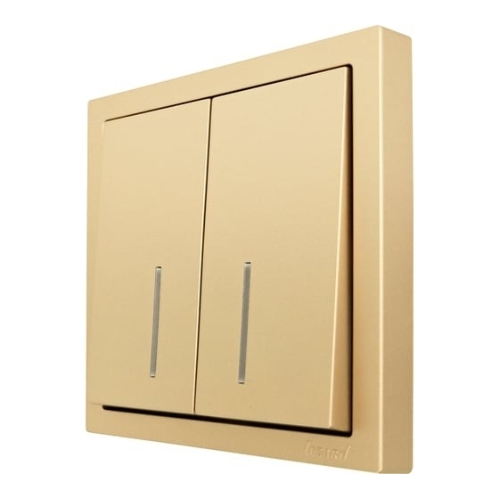 Выключатель LEZARD 704-3688-112QC 2-кл. с индик. СП ZIMA IP20 10А безвинт. зажим, зол.