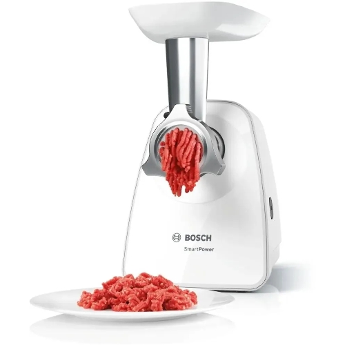 Мясорубка электрическая Bosch MFW2510W белый, 1500 Вт, 1.7 кг/мин, защита от перегрузки, насадки - 3