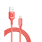 Кабель Defender F207, USB 2.0 (AM) - Apple Lightning (M), 1метр, 2.4А, силиконовая оплетка, красный.