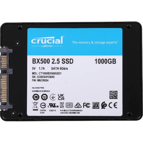 Накопитель SSD Crucial BX500, 1Tb, SATA III, 2.5