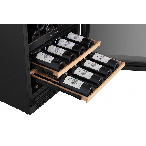 Встраиваемы е винный шкаф Gorenje WCU68F6BG4WF, объем 138 л, вместительность 46 бутылок, 4 полки, цифровой дисплей, Wi-Fi, LED освещение, защита от УФ-излучения, энергоэффективность А+, черный