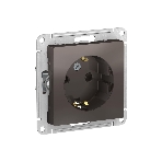 Механизм розетки 1-м СП AtlasDesign с заземл. защ. шторки 16А мокко SchE ATN000645