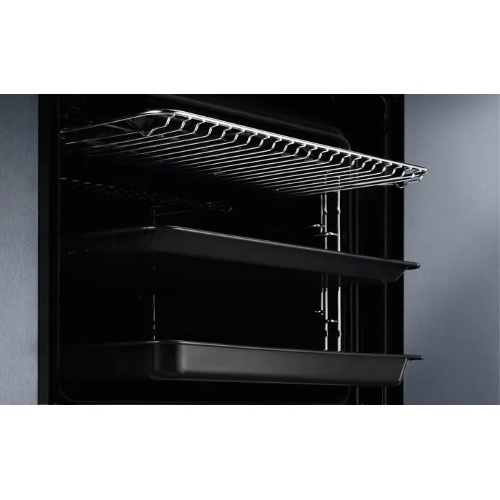 Духовой шкаф электрический Electrolux с конвекцией, приготовление на пару, объем 72 л, 10 режимов, автопрограммы, очистка пиролитическая, 3 стекла в дверце, направляющие проволочные + телескопические (1 уровень)