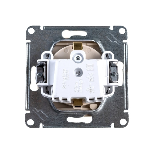 Механизм розетки 1-м СП AtlasDesign 16А IP20 с заземл. защ. шторки с крышкой беж.