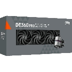 Система охлаждения Water Cooling System PCCooler DE360 Pro BK (300W, 360мм, Black, ARGB Pump, Fans: 3x120мм, 86.73CFM, 32dBA, 2200RPM/Pump height 57мм, 28dBA, 3200RPM, Rad thickness 27мм/S: 1851, 1700, 1200, 115X, AM5, AM4, AM3)