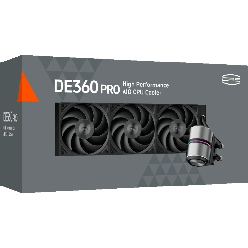 Система охлаждения Water Cooling System PCCooler DE360 Pro BK (300W, 360мм, Black, ARGB Pump, Fans: 3x120мм, 86.73CFM, 32dBA, 2200RPM/Pump height 57мм, 28dBA, 3200RPM, Rad thickness 27мм/S: 1851, 1700, 1200, 115X, AM5, AM4, AM3)