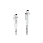 Кабель OLMIO MASTER, Type-C - Type-C, 60W 3A, 1.2м, тканевая оплетка, белый