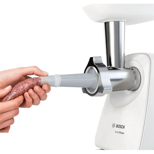 Мясорубка электрическая Bosch MFW2510W белый, 1500 Вт, 1.7 кг/мин, защита от перегрузки, насадки - 3