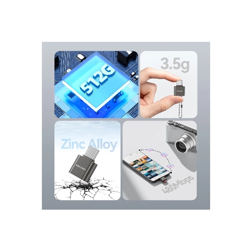 Кард-ридер Vention CLMH0/серый/OTG USB 2.0 CM/MicroSD/USB Type-C/металл