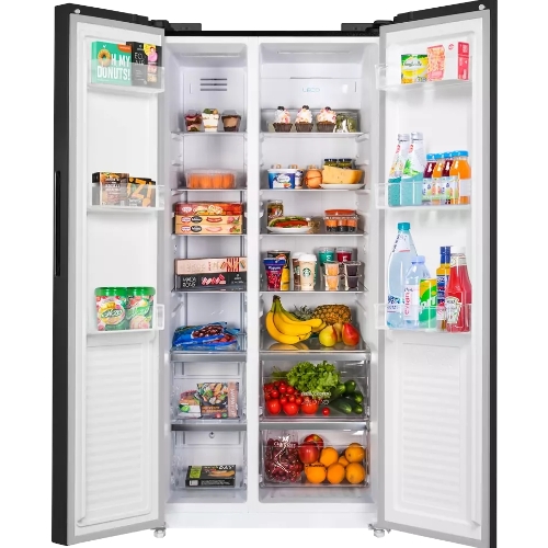 Холодильник Maunfeld MFF177NFB Slim Inverter черный двухкамерный 352/198л морозилка слева, No Frost, Side by Side