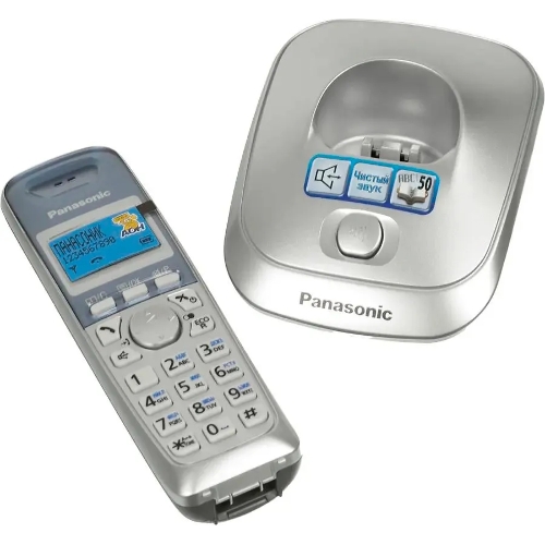 Телефон беспроводной (DECT) Panasonic KX-TG2511RUS (серебристый) АОН, Caller ID,спикерфон на трубке,переход в Эко режим одним нажатием