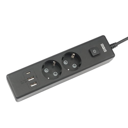 Бытовой удлинитель PowerCube, 2 р с/з вык.,3USB, 3500 Вт, 16А, 1.9 м, 3x1,0 черный PC-5B-2M