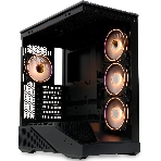 Компьютерный корпус без блока питания HSPD F711-TGbK-ARGB, Panoramic Full Tower, черный, TG, 0.7 SPCC, 4x120мм ARGB ATX, mATX, mITX 190/420/280мм 2x2.5