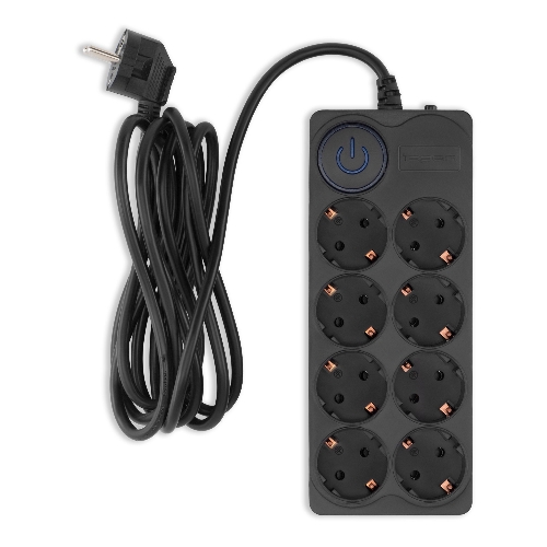 Сетевой фильтр Ippon BK-8-EU-3-10-B 3 м, 8 розеток, черный, коробка