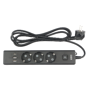 Бытовой удлинитель PowerCube, 3 р с/з вык.,3USB, 3500 Вт, 16А, 1.9 м, 3x1,0 черный PC-6B-2M