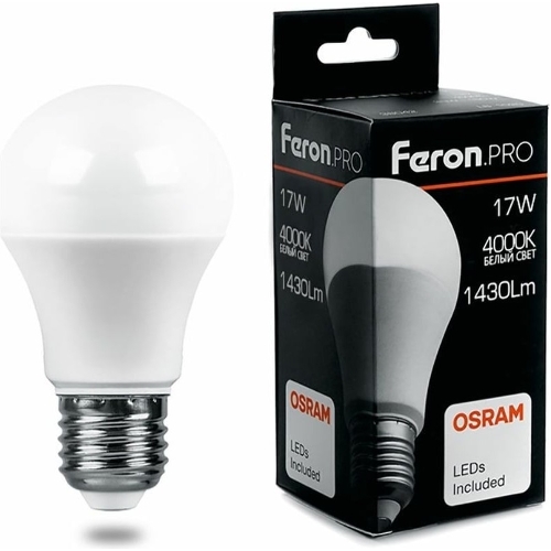 Лампа светодиодная Feron PRO LB-1017 шар E27 17W 4000K