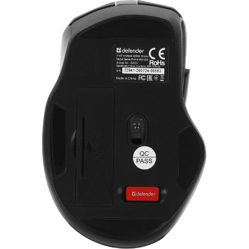 Мышь беспроводная Defender Prime MB-053 черный, 1600 dpi, радиоканал, USB, кнопки - 6