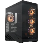 Компьютерный корпус без блока питания HSPD F711-TGbK-ARGB, Panoramic Full Tower, черный, TG, 0.7 SPCC, 4x120мм ARGB ATX, mATX, mITX 190/420/280мм 2x2.5