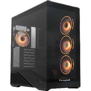 Компьютерный корпус без блока питания HSPD F711-TGbK-ARGB, Panoramic Full Tower, черный, TG, 0.7 SPCC, 4x120мм ARGB ATX, mATX, mITX 190/420/280мм 2x2.5