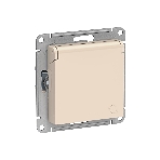Механизм розетки 1-м СП AtlasDesign 16А IP20 с заземл. защ. шторки с крышкой беж.