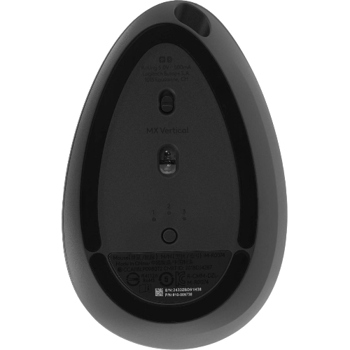 Мышь беспроводная/проводная Logitech MX Vertical графитовый, 4000 dpi, радиоканал, Bluetooth, USB, кнопки - 6