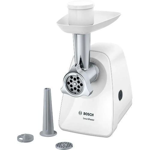 Мясорубка электрическая Bosch MFW2510W белый, 1500 Вт, 1.7 кг/мин, защита от перегрузки, насадки - 3