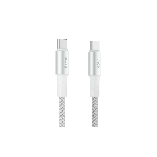 Кабель OLMIO MASTER, Type-C - Type-C, 60W 3A, 1.2м, тканевая оплетка, белый