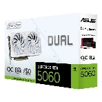 Видеокарта Asus GeForce RTX 5060 DUAL OC White, Nvidia RTX 5060, 8GB GDDR7, 128 bit, PCI-E 5.0, DPx3, HDMIx1, 2535 MHz